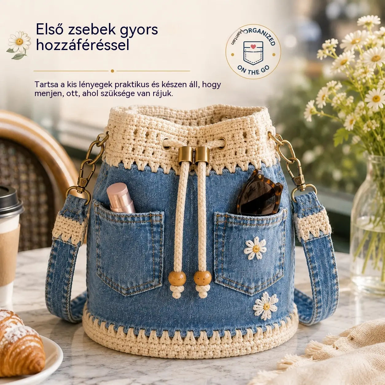 👝Egy bohém stílusú szőtt farmertáska, amely minden megjelenésedhez illik ✨