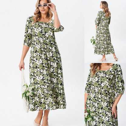 🔥【S-5XL】👗Casual βαμβακερό φόρεμα, συν μεγέθη | Άνετο, ευάερο, ιδανικό για το καλοκαίρι