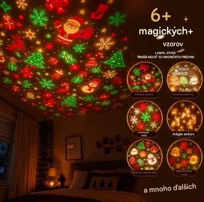 🎄💡 Nočné svetlo s projektorom v tvare vianočného stromčeka — stropná dekorácia do zásuvky