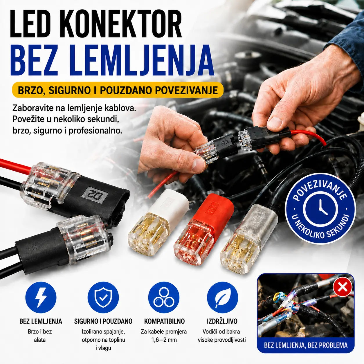 🥳 50% popusta! ⏰ 【50 komada na zalihi】Priključak za žicu bez skidanja izolacije, s kopčom za zaključavanje, sigurnim zatvaranjem i protukliznom površinom ⚡️