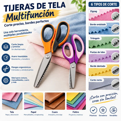 ✂️ Többfunkciós cikkcakkos szabóolló – Szövethez, papírhoz és kézműves munkákhoz 🧵