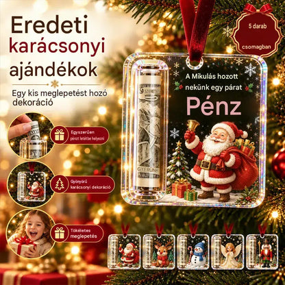 🔥5 darab 8800 Ft🎄 Karácsonyi pénzdísz ✨ Bankjegyeket rejtő karácsonyfadísz - kreatív és meglepő ünnepi ajándék.