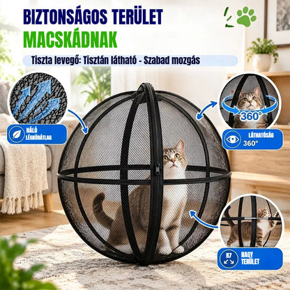 🐈 360°-os panorámás, guruló macskajátszó – Kültéri mozgásösztönző labda háziállatoknak ✅