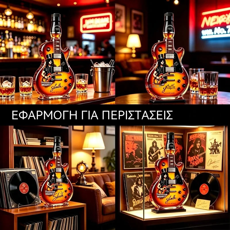 Fľaša na whisky v tvare elektrickej gitary - legendárny model retro rock and rollu, prémiový sklenený darček pre mužov a bary