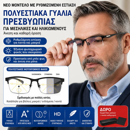 Új, félig keret nélküli olvasószemüveg középkorúak és idősek számára, zoom, multifokális, fényérzékeny, fotokromatikus és kékfény-blokkoló funkciókkal