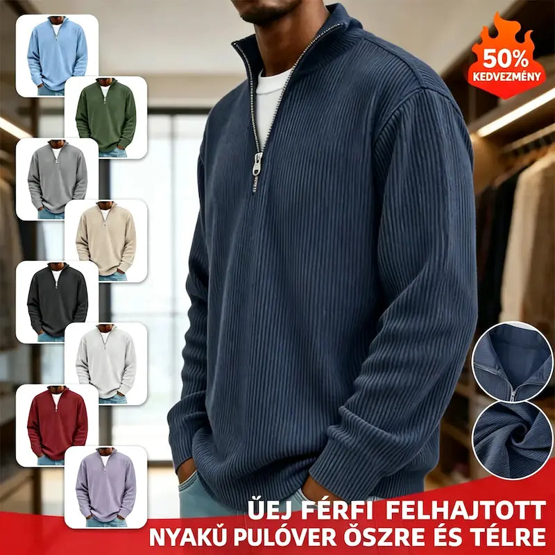 🔥【S-5XL】2026-ös őszi/téli új férfi állógallér pulóver