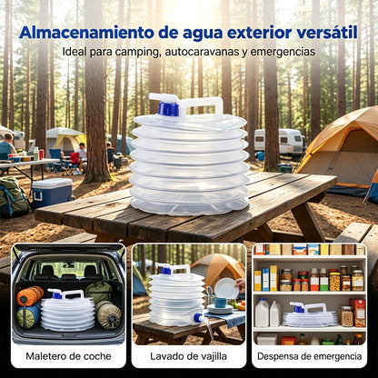 💧🚰 Összecsukható víztartály csappal – 5 literes űrtartalom, kompakt és praktikus, ideális kempingezéshez 🏕️✨