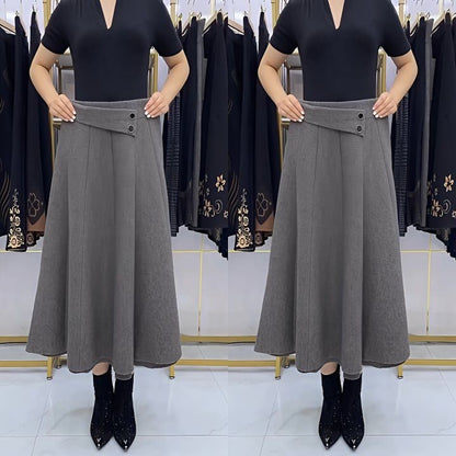 👗🎀【S-4XL】Őszi/téli gyapjú midi szoknya
