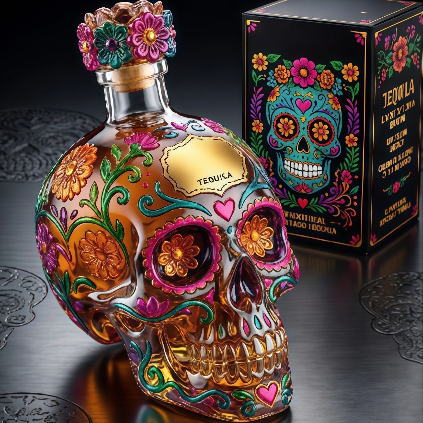 🔥🍷Limitált kiadású Day of the Dead tequila üveg🎁