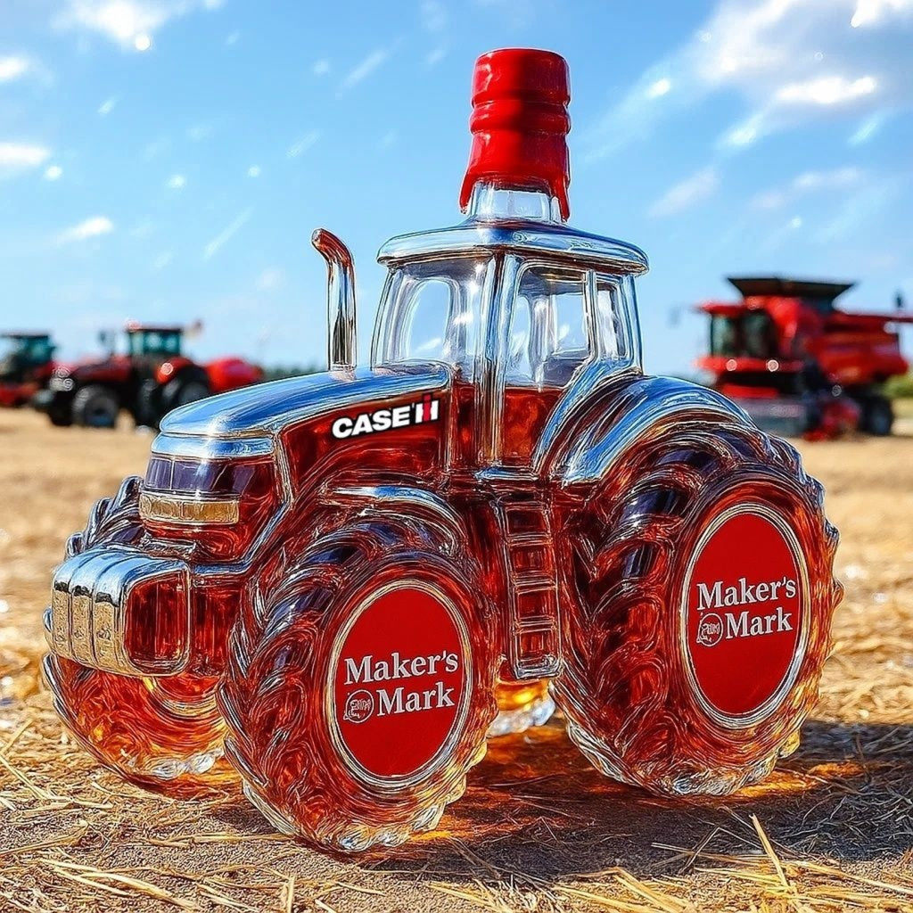🔥Časově omezená nabídka🚜Retro láhev na víno s farmářským traktorem，🎁🎁Kreativní uzavřené ozdoby na láhve whisky