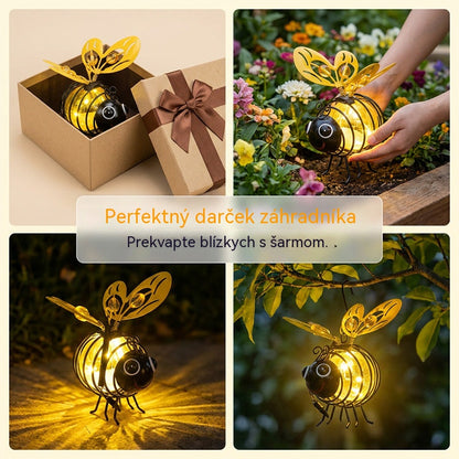 🌙🍃Méh alakú, függő napelemes lámpa - meleg borostyánszínű fény, villódzásmentes, ideális kerti partikra, kempingezéshez vagy gyerekszobába 🌞🌜