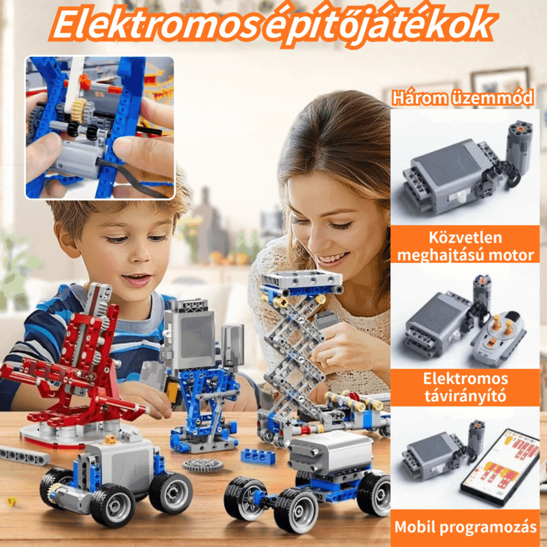 🏆【312 darab】【Doboz + meghajtórendszer】🤖Elektromos építőjátékok