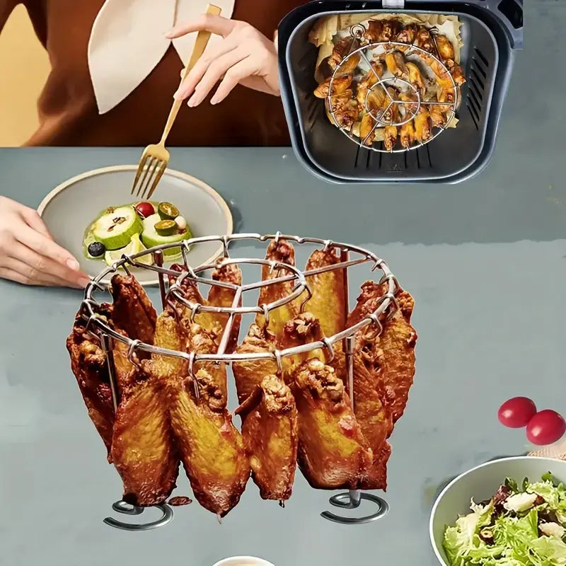 【💥1 darab 8900 Ft】🍢🍖🍗 304-es rozsdamentes acél grillsütő 24 nyárssal légkeveréses sütőhöz