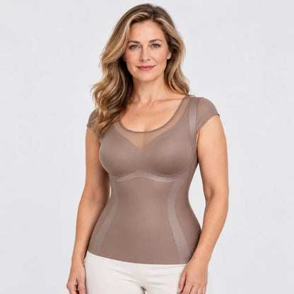 【L-2XL/3 farby】Ľahké tvarujúce tielko na jeseň/zimu - tvaruje bruško, podporuje poprsie a má volániky, podprsenka nie je potrebná, česaná podšívka