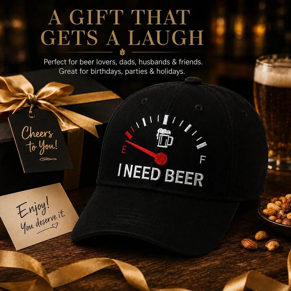 🔥 UTOLSÓ NAP 50% KEDVEZMÉNNYEL - 🍺 Hímzett sapka "I NEED BEER" - Uniszex emléksapka 🧢