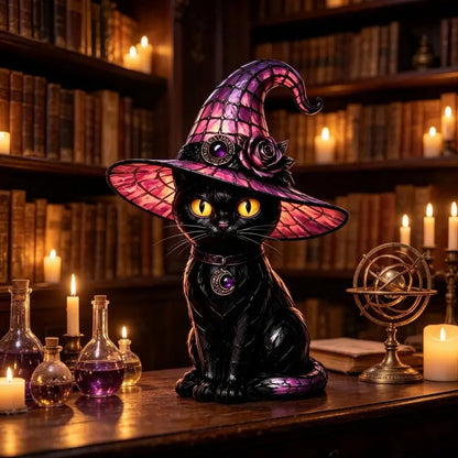 💥 50% kedvezmény! 🔥 Gótikus Halloweeni Boszorkány és Macska asztali lámpa