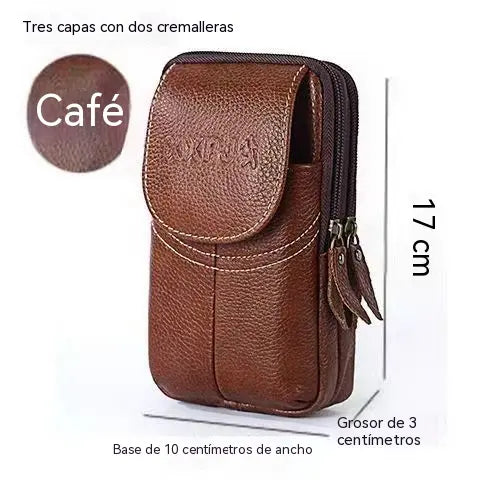 [Compra uno y llévate otro gratis]Riñonera de cuero auténtico para hombre