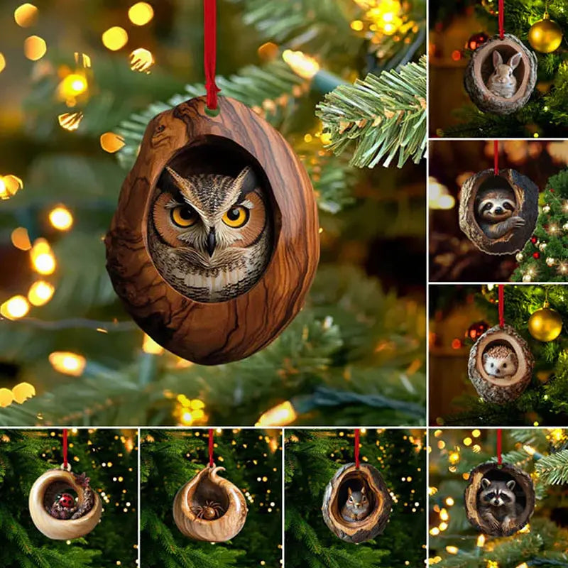 【10 kusů】🎄Vánoční ozdoby na stromeček se zvířátky, závěsné ozdoby na auto se zvířátky