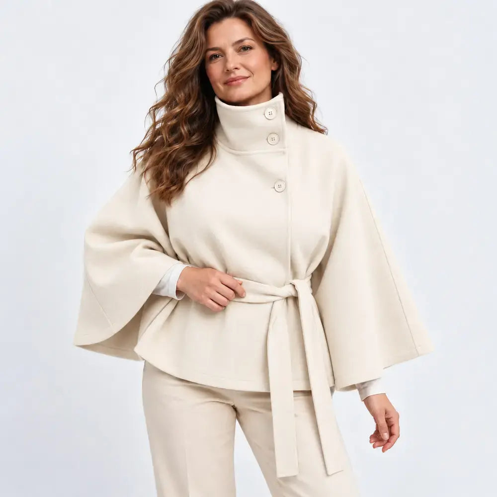 🧥Magas gallérú női köpeny kabát, különleges megjelenés,elegáns őszi-téli viselet🤎