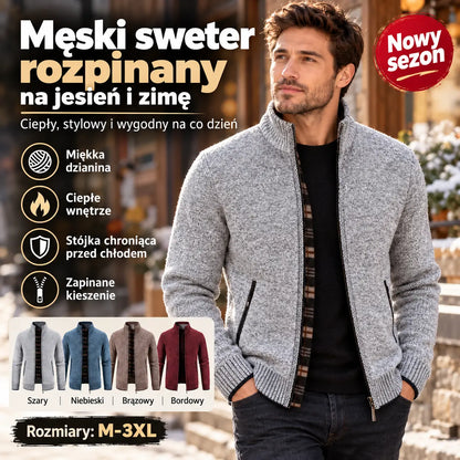 1 sztuka 149 zł🔥【M-3XL】Męski, swobodny, polarowy sweter rozpinany