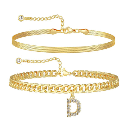 💛 Nőknek készült finom réteges arany monogramos bokakarkötő – Elegáns, divatos  ✨