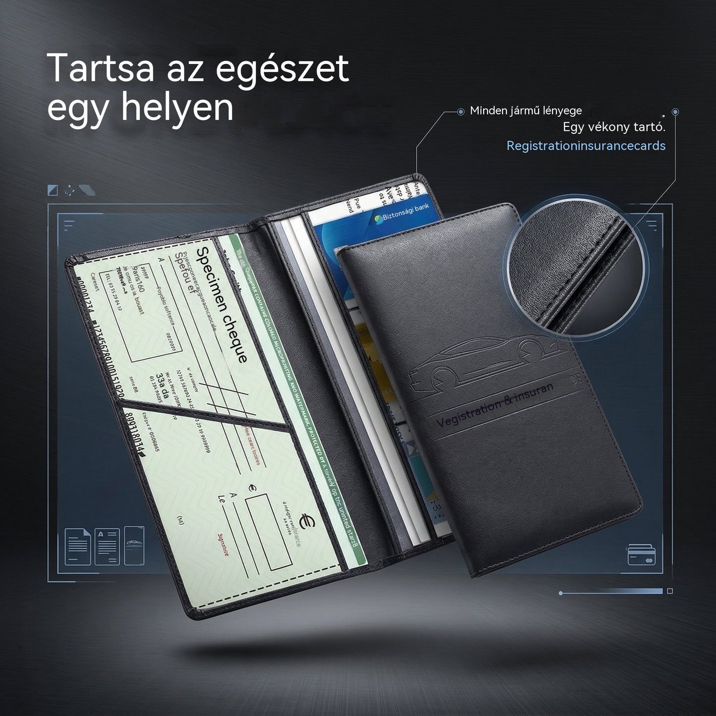 【Egyet fizet kettőt kap】Autó forgalmi engedély és biztosítási kártya tartó, lopásgátló és demagnetizációgátló