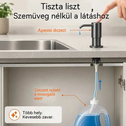 🚰Beépített szappan- és mosószeradagoló konyhai mosogatóba, prémium rozsdamentes acélból készült, közvetlenül az üvegre öblítő, kihúzható csővel és 304-es gravitációs golyóval, gyors pumpálással