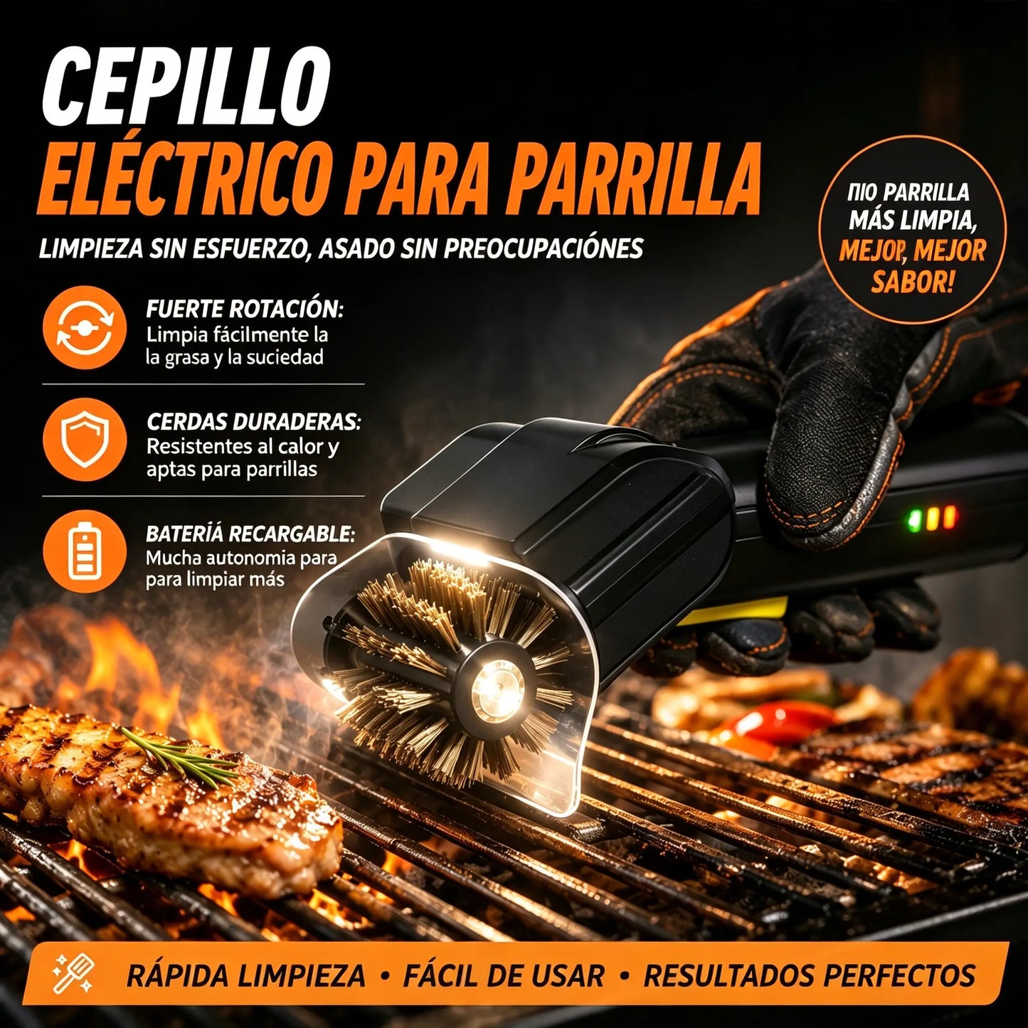 🔋🧹 Akkumulátoros elektromos grilltisztító kefe – lítium akkumulátorral, multifunkcionális és könnyen használható 🔥🍖