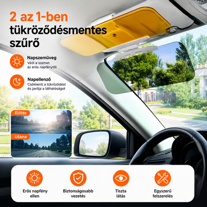 🚗🌞【Vásároljon 1-et, kapjon 1-et ingyen】 2 az 1-ben tükröződésmentes szűrő