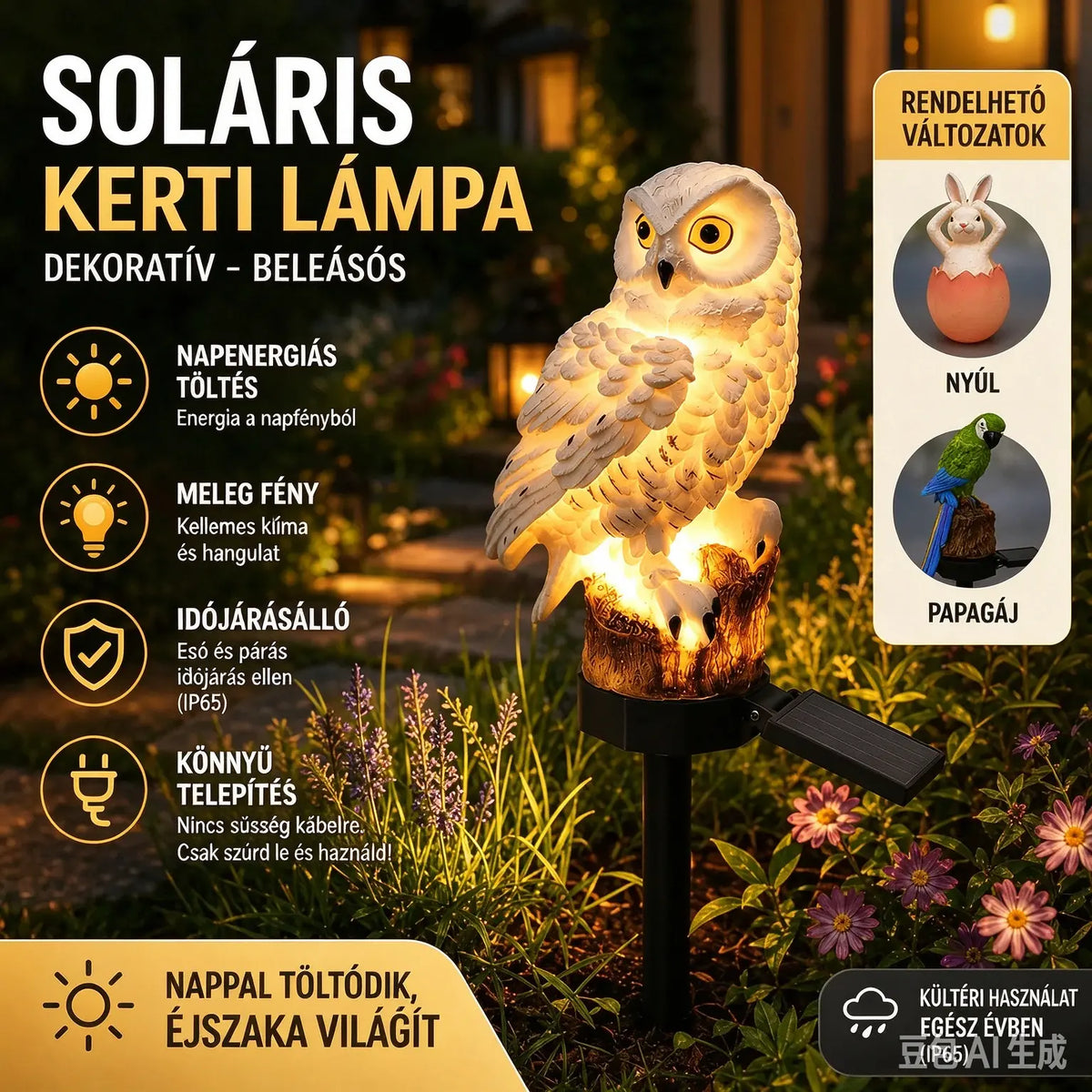 [Vásároljon egyet, kapjon egyet ingyen] 🦉 Dekoratív napelemes bagolyfény – Vigyen meleg fényt kertjébe