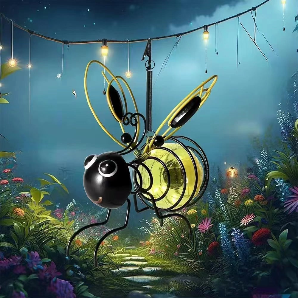 【 2 darabos készlet】🐝 Méh alakú kültéri függő napelemes lámpa
