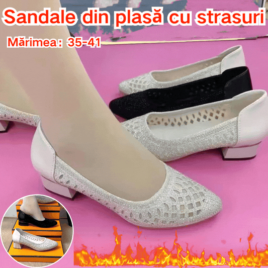 👡【Kupi 1 in dobi 1 brezplačno】【35-41】Hot Diamond Mesh Hollow Breathable Mesh Hollow Hot Diamond Sandals for Ladies