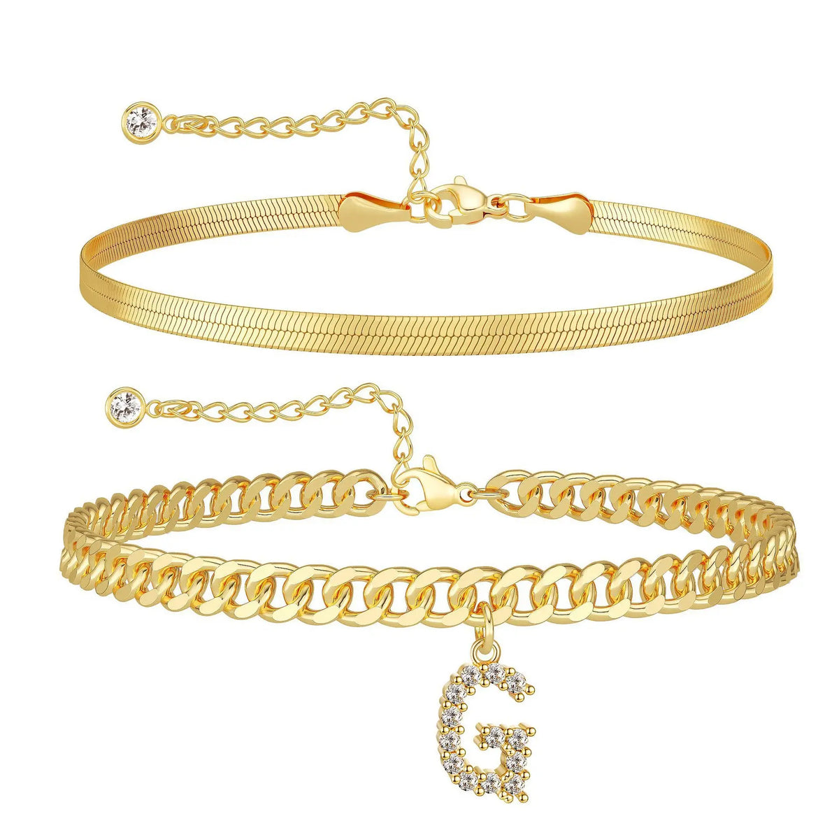 💛 Nőknek készült finom réteges arany monogramos bokakarkötő – Elegáns, divatos  ✨