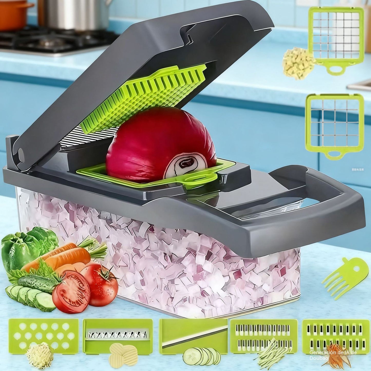 Cortador de verduras multifuncional: una herramienta de cocina imprescindible.
