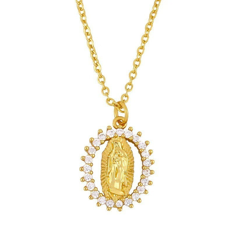 【Kúpte 1 a získajte 1 zadarmo】✨Luxusný náhrdelník, zlatý reliéfny prívesok Panna Mária