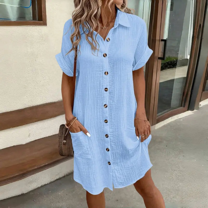 🎁50% kedvezmény🎉 S-2XL méretek 😍 Stílusos, rövid ujjú ruhák, könnyűek és lélegzőek [Utánvétes fizetés]