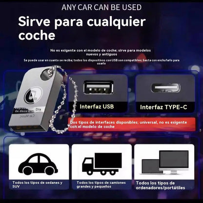 🚗🎵🎵【Muzyczna pamięć USB】Zawiera 8000 utworów, 600 teledysków i efekty dźwiękowe 6D
