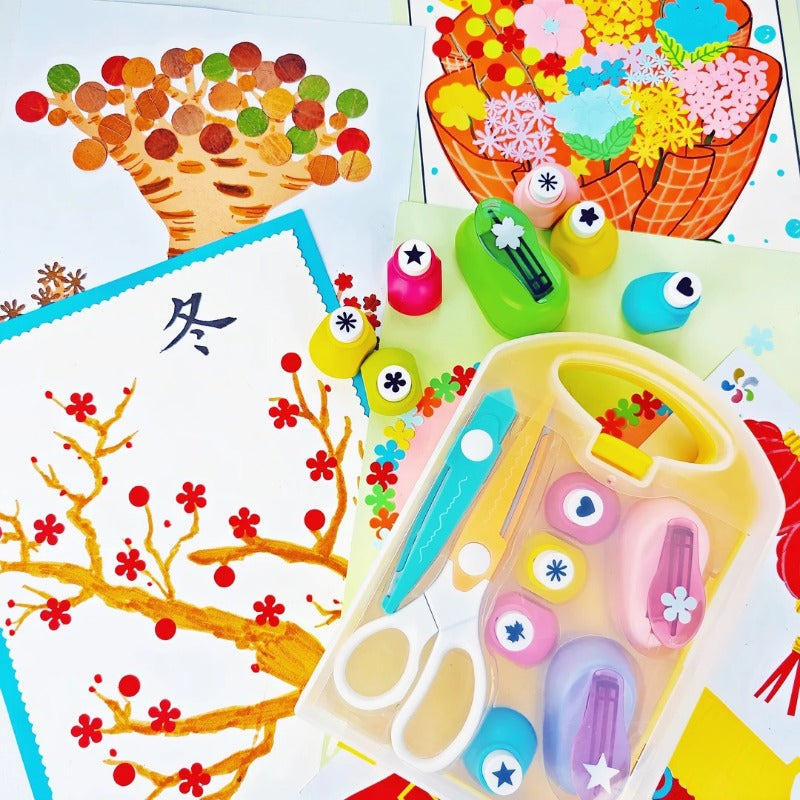 💖Ajándék a gyermeknek🎁Kreatív gyerekek DIY lyukasztó kézműves készlet🎉A gyermekek kreativitásának fejlesztése