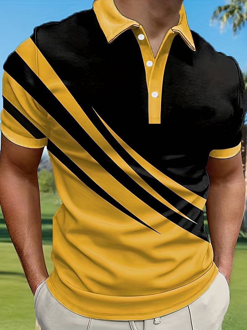 🔥👔【S-6XL】Nowa letnia męska koszulka POLO w paski z nadrukiem 3D