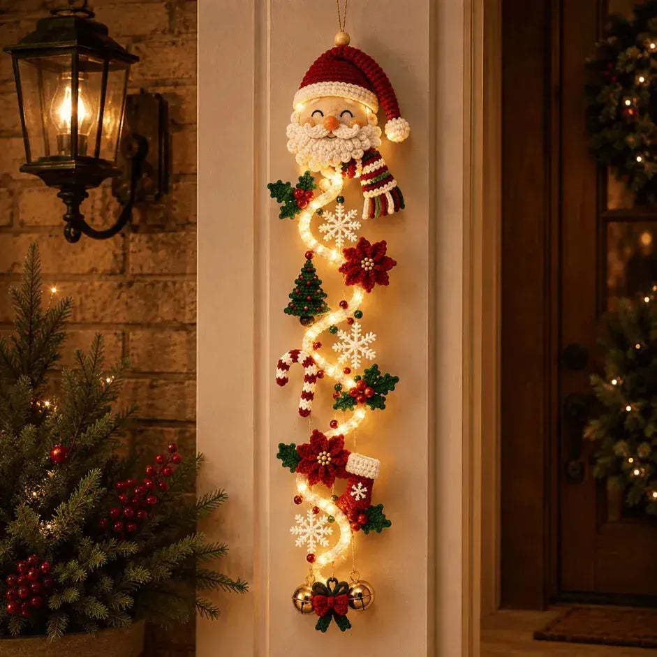 🎄 Vianočná svietiaca dekorácia na dvere MerryCascade | 6 slávnostných dizajnov, teplé svetlo, 3D detaily a priestorovo úsporný vertikálny dizajn ✨