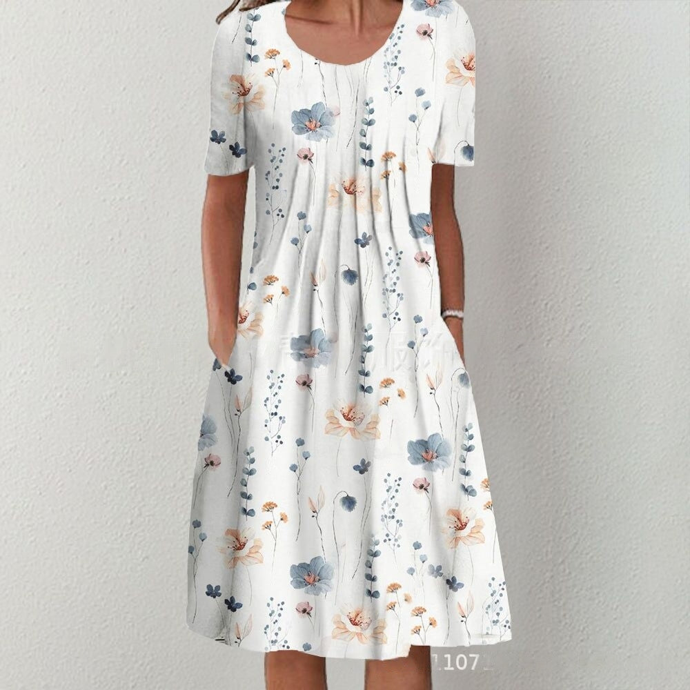 【45% OFF】💗【S-5XL】2026 Új midi ruha, a kerti minta még szebbé teszi