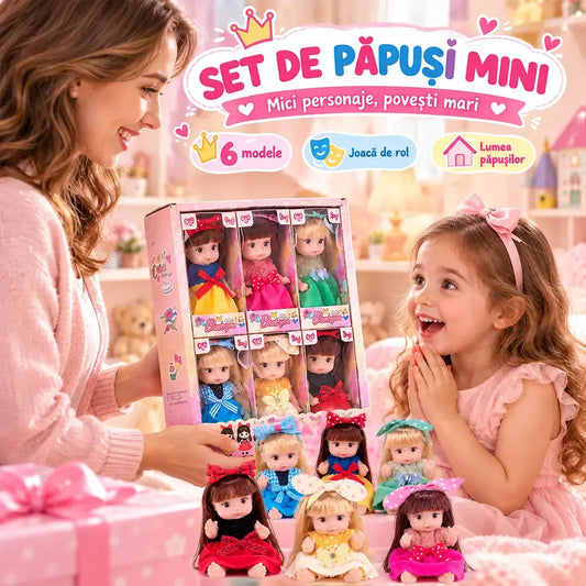 👸 Set Păpuși Mini de Colecție for Fetițe · Păr Lung și Articulații Mobile · Seria Prințese și Seria Casual · Cadou Perfect!