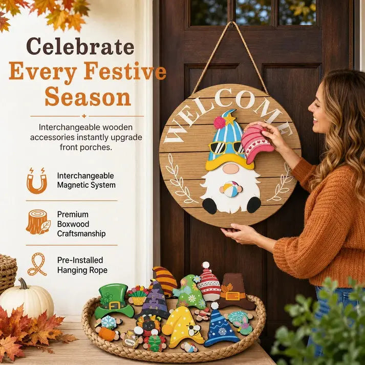 🎄 A legjobb karácsonyi dekorációk – Cserélhető fa törpe üdvözlőtábla 🍁