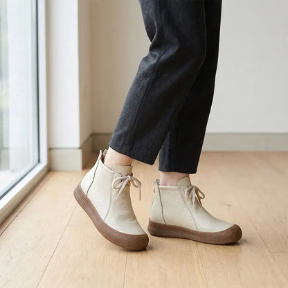 ✨【Velikosti 35–40】Dámské zateplené kotníkové boty z pravé kůže – šněrovací model, dostupné v několika barvách🥰