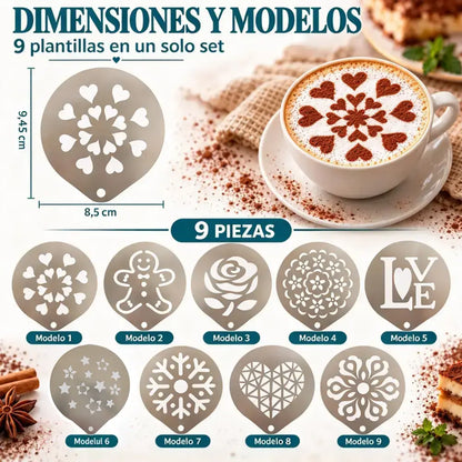 ☕ Rozsdamentes acél sablon kávé-latte art készítéséhez