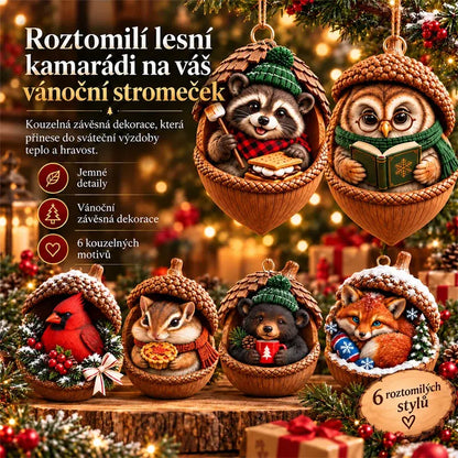 🎉【Vásárolj 6 darabot, és kapsz 6 darabot ingyen】🎁Új 2D akril karácsonyi dizájn fenyőtoboz alakú állatokkal