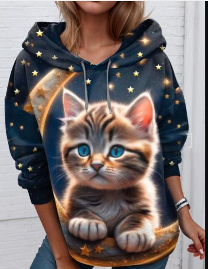 🐱【S-6XL】Új női téli hosszú ujjú póló, aranyos macskás mintával