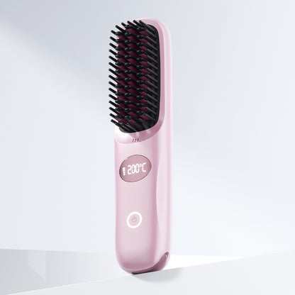 Cepillo alisador de pelo inalámbrico con pantalla LED
