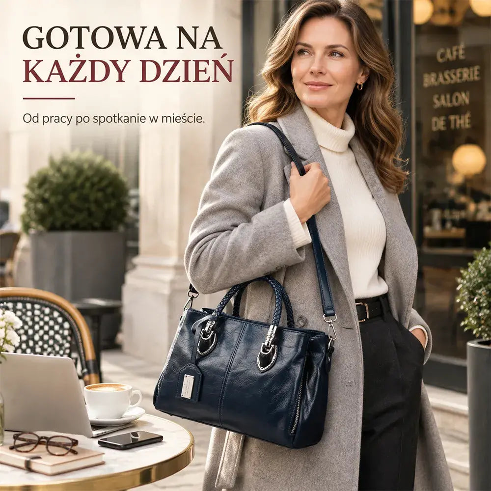 [Posledný deň – zľava 50 %] Dámska kabelka z pravej kože – jemná na dotyk, elegantná a vycibrená; možno ju nosiť v ruke alebo cez rameno.