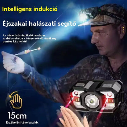 💡🌟🔥🔥Intelligens indukciós jelzőfény hosszú akkumulátor-élettartamú fejre szerelt kültéri éjszakai horgászfénnyel
